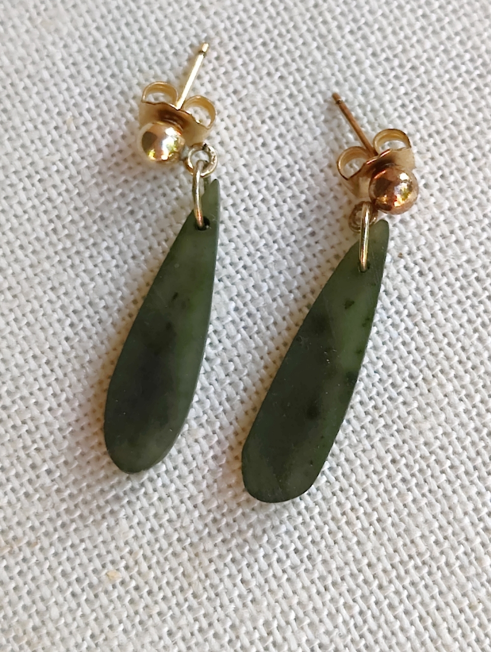 Vintage Gold Filled Jade Earrings - Picture 5 of 5